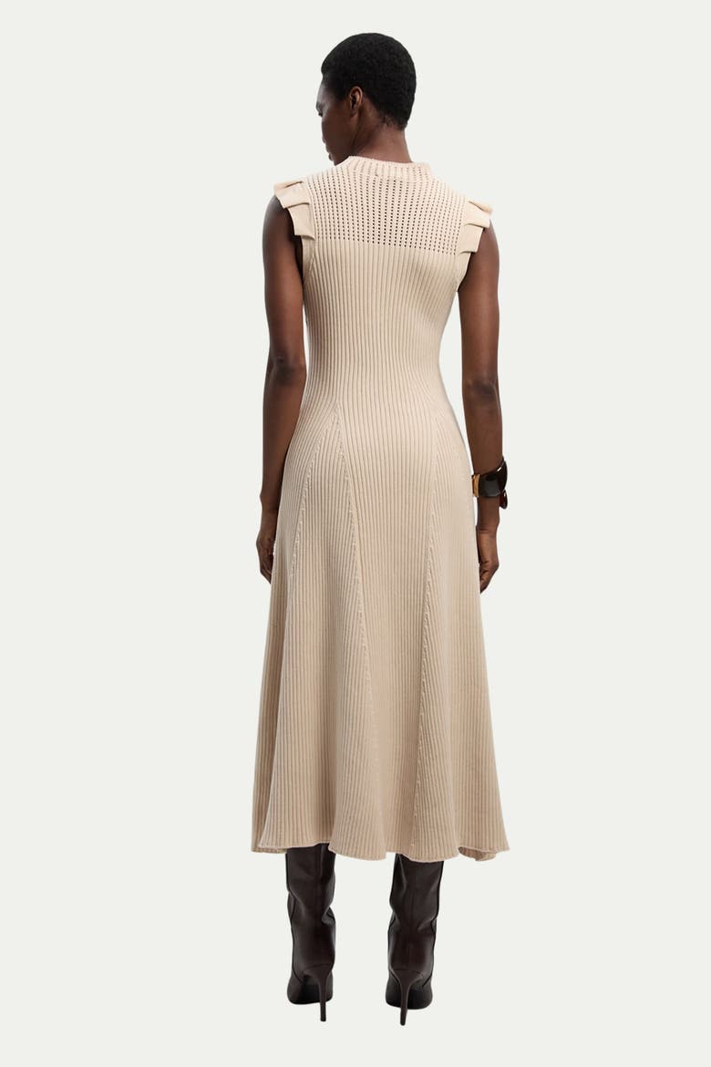 Pointelle Frill Sleeve Knit Midi Dress, Alternate, color, Cream