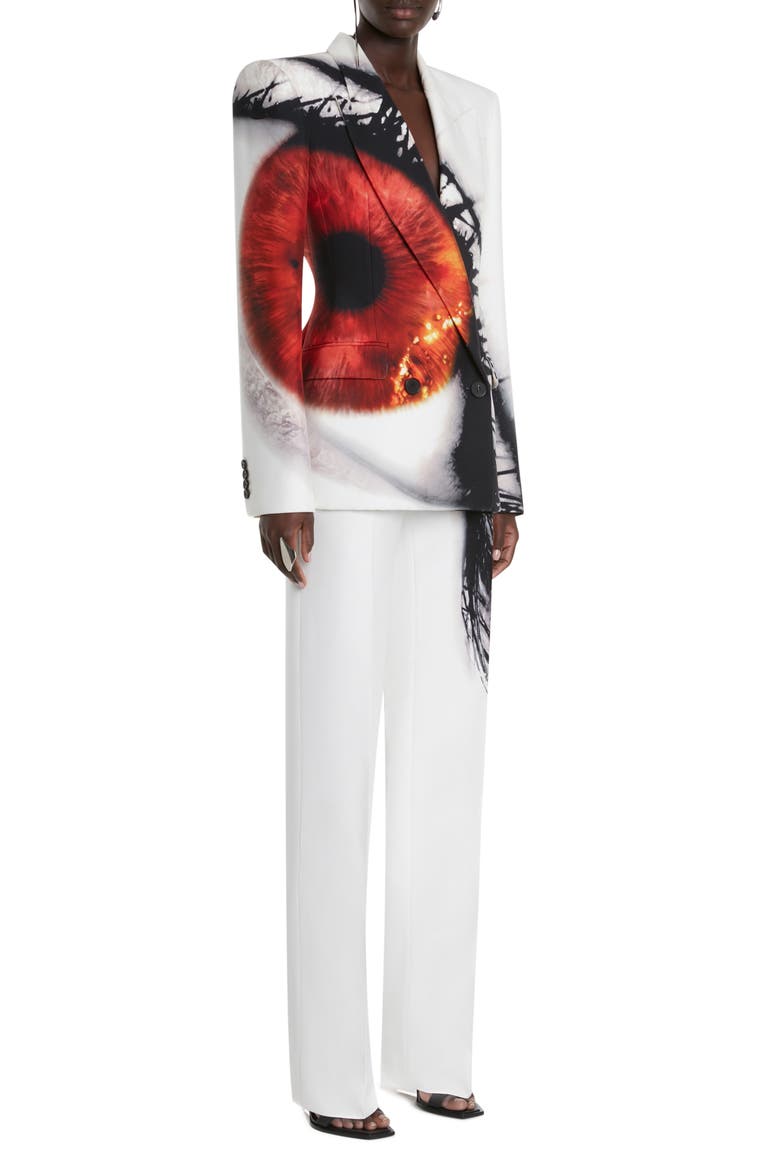 Amber Iris Print Double Breasted Cady Blazer, Alternate, color, 6088 AMBER