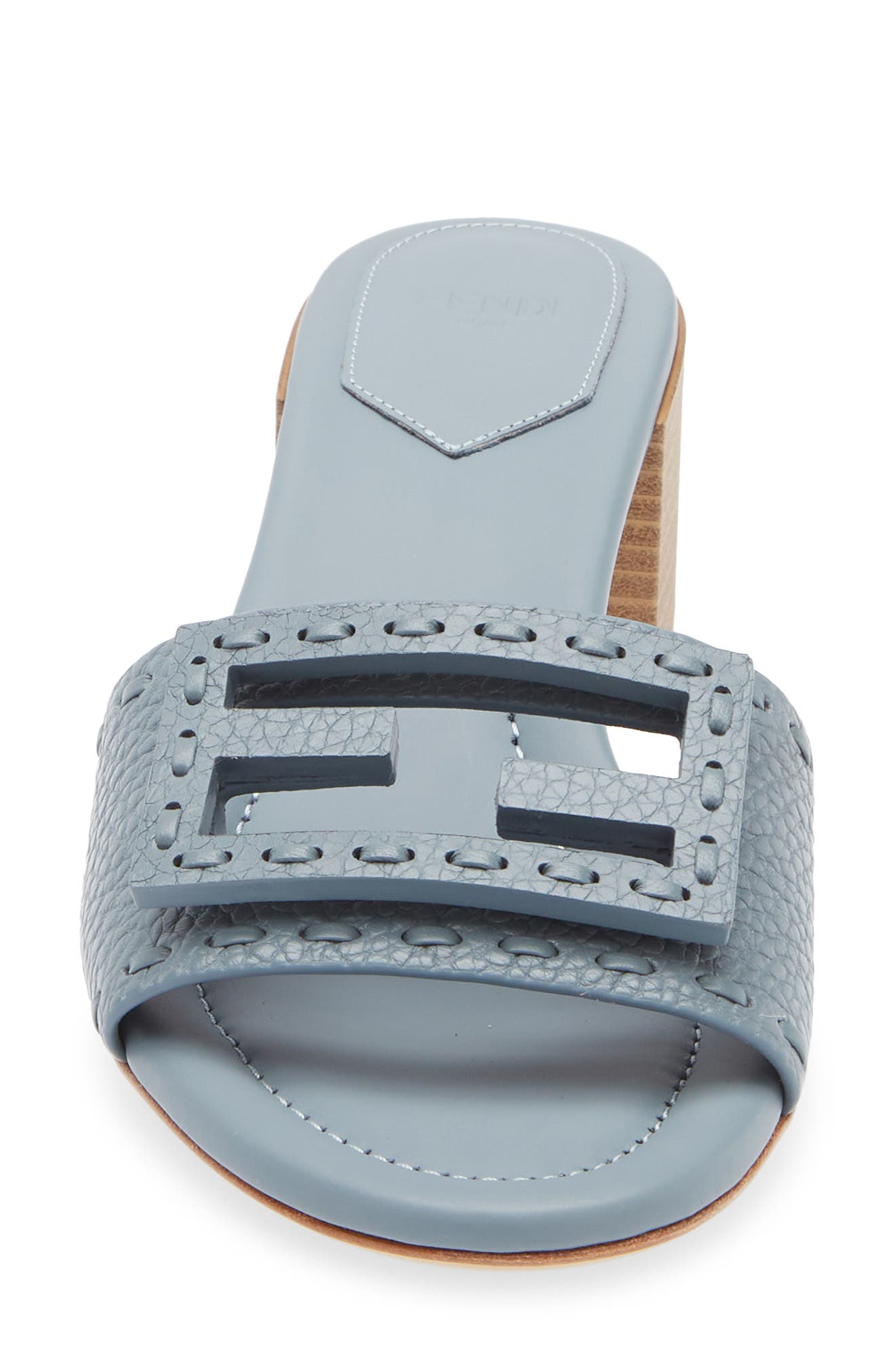 Fendi Baguette Slide Sandal, Alternate, color, Blue