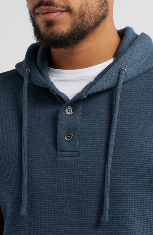 Robert Barakett Grenfell Waffle Knit Cotton Blend Hoodie In Blue