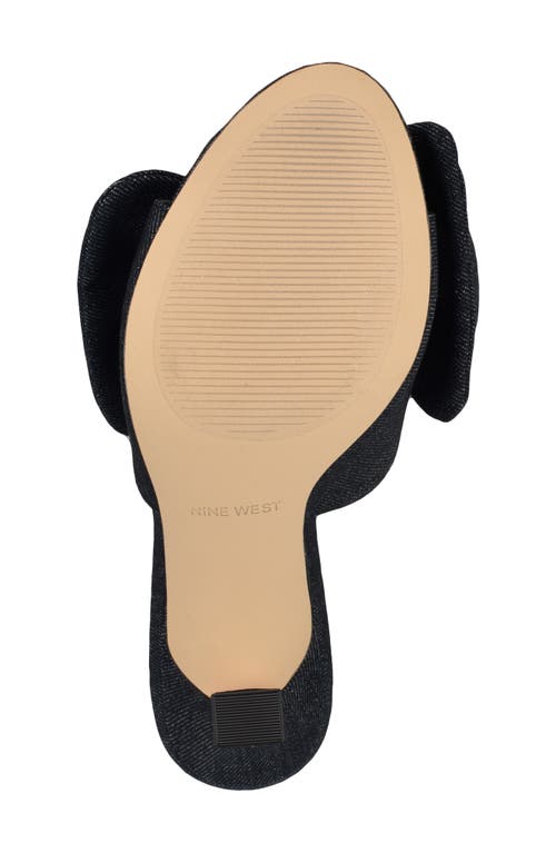 Nine West Women's Trina Bow Tapered Heel Slip-on Sandals In Dark Blue 401