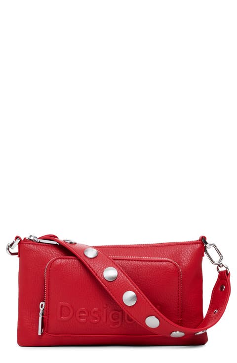 Half Logo Faux Leather Shoulder Bag