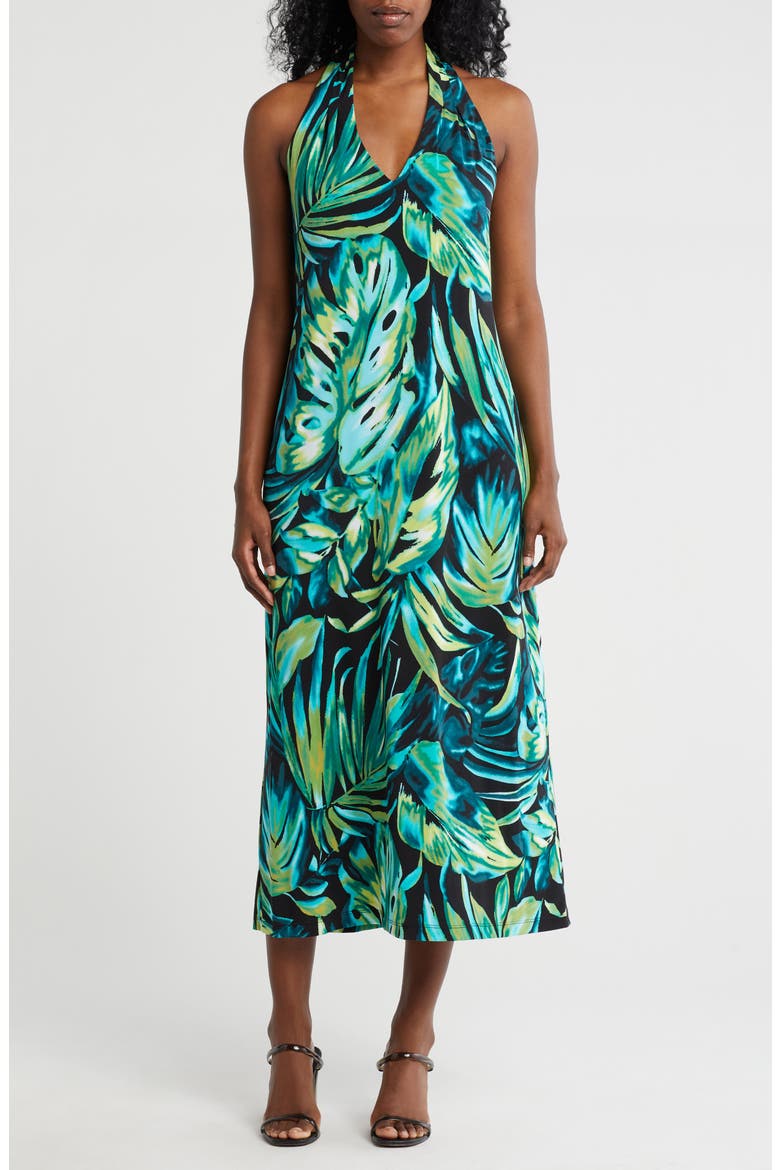 Halter A-Line Maxi Dress, Main, color, GREEN