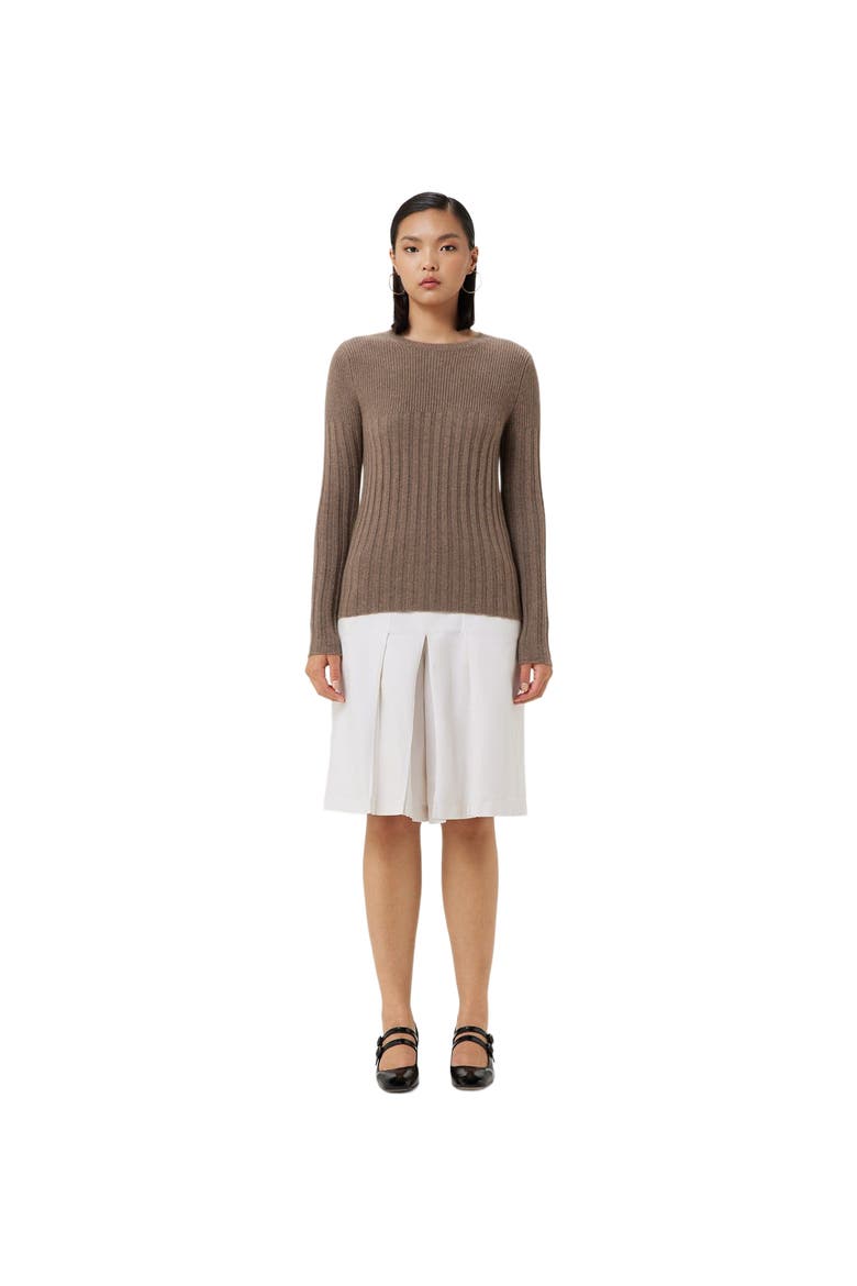 Rib-Knit Cashmere Crew Neck Sweater, Main, color, taupe