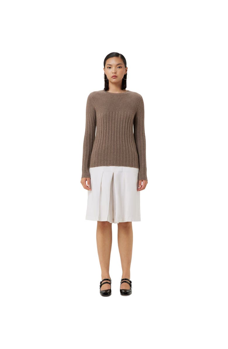 GOBI Mongolian Cashmere Rib-Knit Cashmere Crew Neck Sweater, Main, color, Taupe