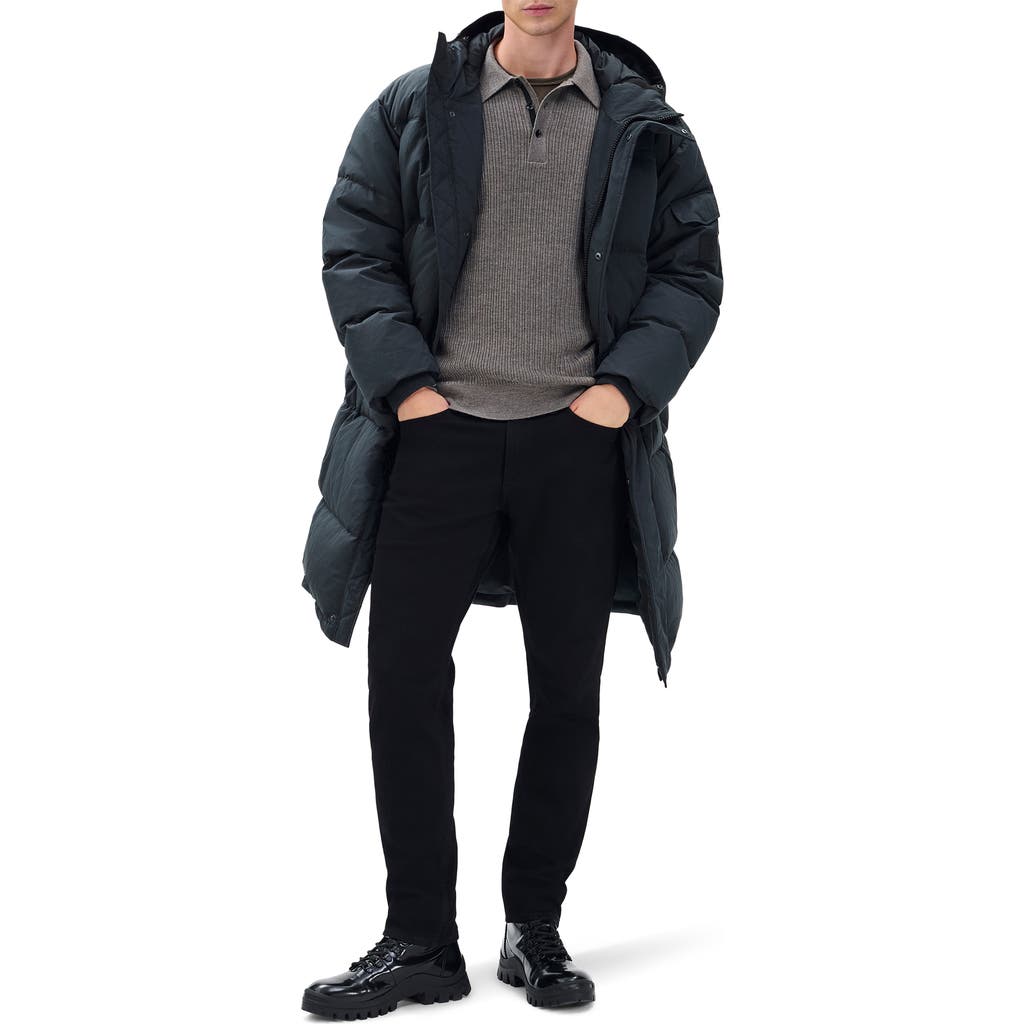 Rag & Bone Victor Down & Feather Fill Cotton Blend Coat In Black