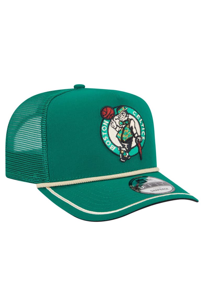 Men's New Era Kelly Green Boston Celtics Vintage Team Rope A-Frame 9FIFTY Snapback Hat, Alternate, color, Kelly Green