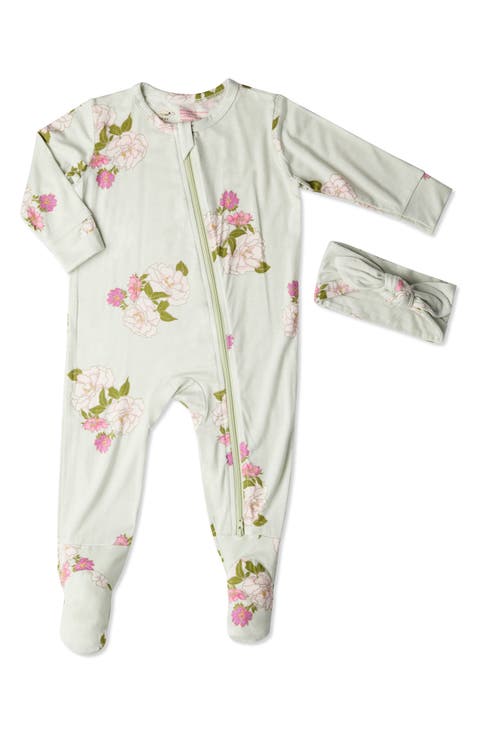 Baby Grey by Everly Grey Print Footie & Headband Set (Baby)