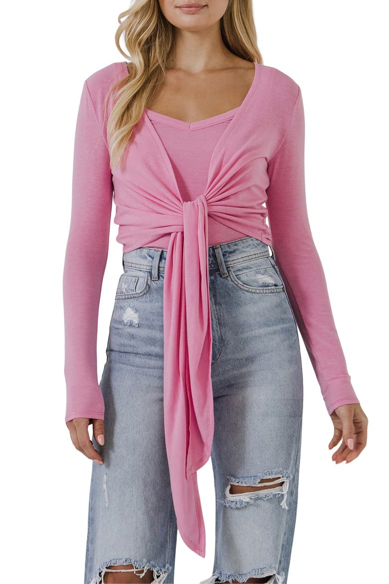 Two-Piece Cardigan & Camisole Set, Alternate, color, PINK