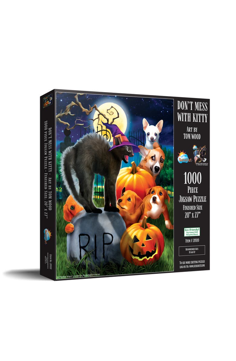 Sunsout Don't mess with Kitty 1000 piece Jigsaw Puzzle for Adults, Main, color, Multicolor
