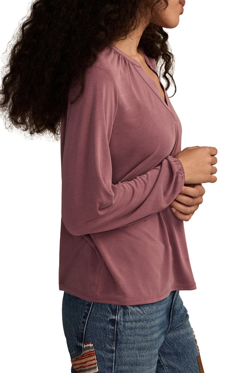 Lucky Brand Sandwash V-Neck Top, Alternate, color, Crushed Berry