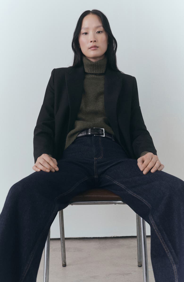 MANGO Catherin Raw Hem High Waist Wide Leg Culotte Jeans, Alternate, color, Open Blue