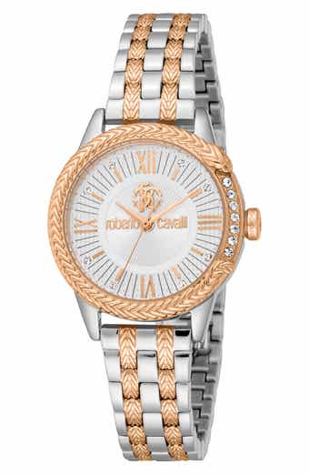 Roberto Cavalli Two-Tone Crystal Bracelet Watch, 30mm