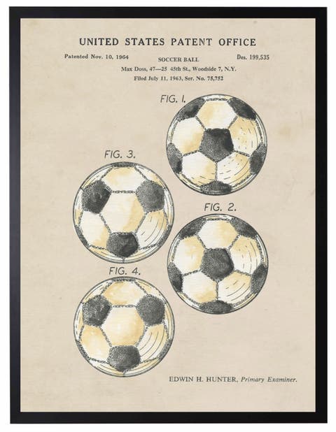 Soccer Ball Patent in Black Frame