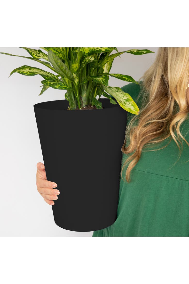 14" Tall Finley Tapered Round Planter, Black, Alternate, color, Black