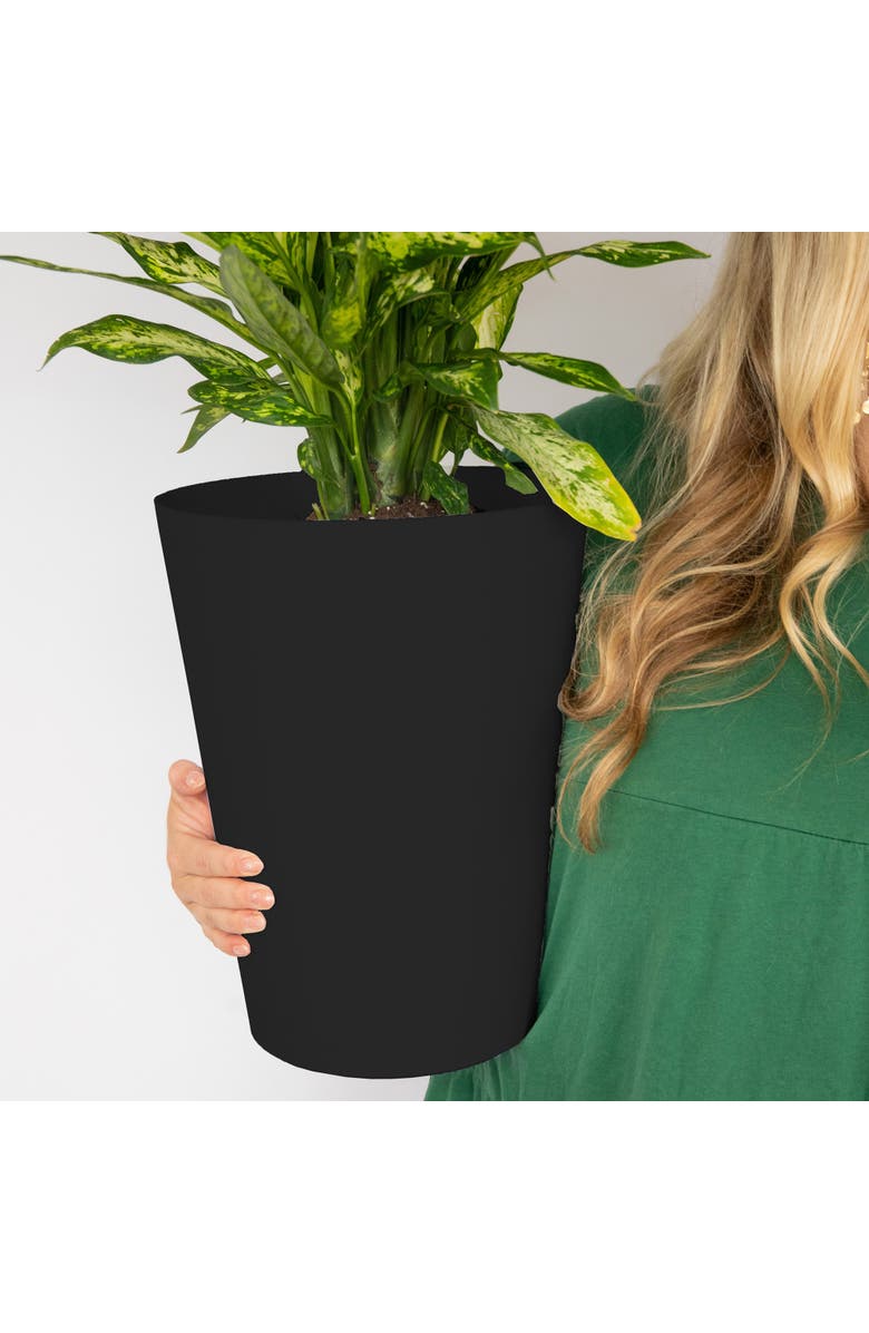 Bloem 14" Tall Finley Tapered Round Planter, Black, Alternate, color, Black