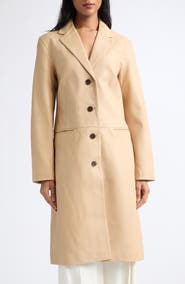 STAUD Wyatt Longline Leather Coat