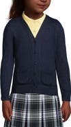 Lands' End School Uniform Girls Cotton Modal Button Front Cardigan Sweater