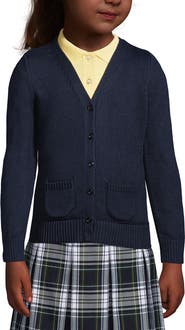 Lands' End School Uniform Girls Cotton Modal Button Front Cardigan Sweater