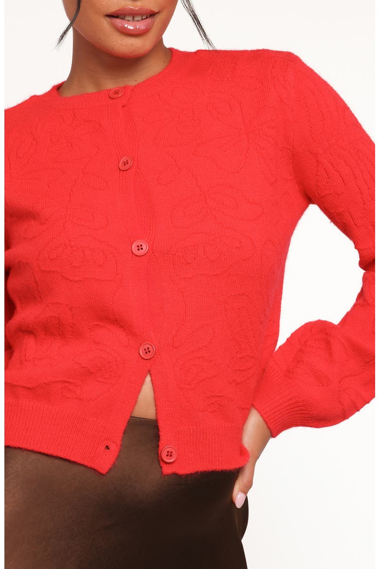 Fauna Tonal Stitch Cardigan, Alternate, color, RED