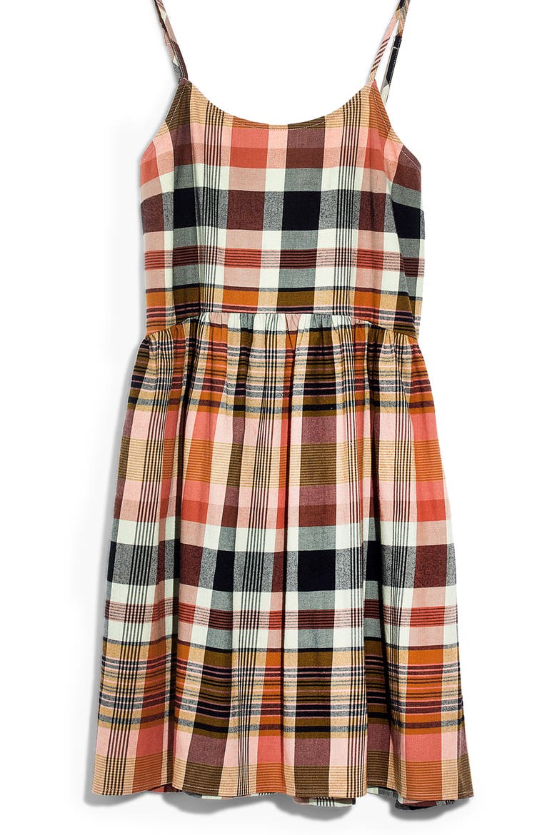 Plaid Babydoll Cami Dress, Alternate, color, DRIED CORAL