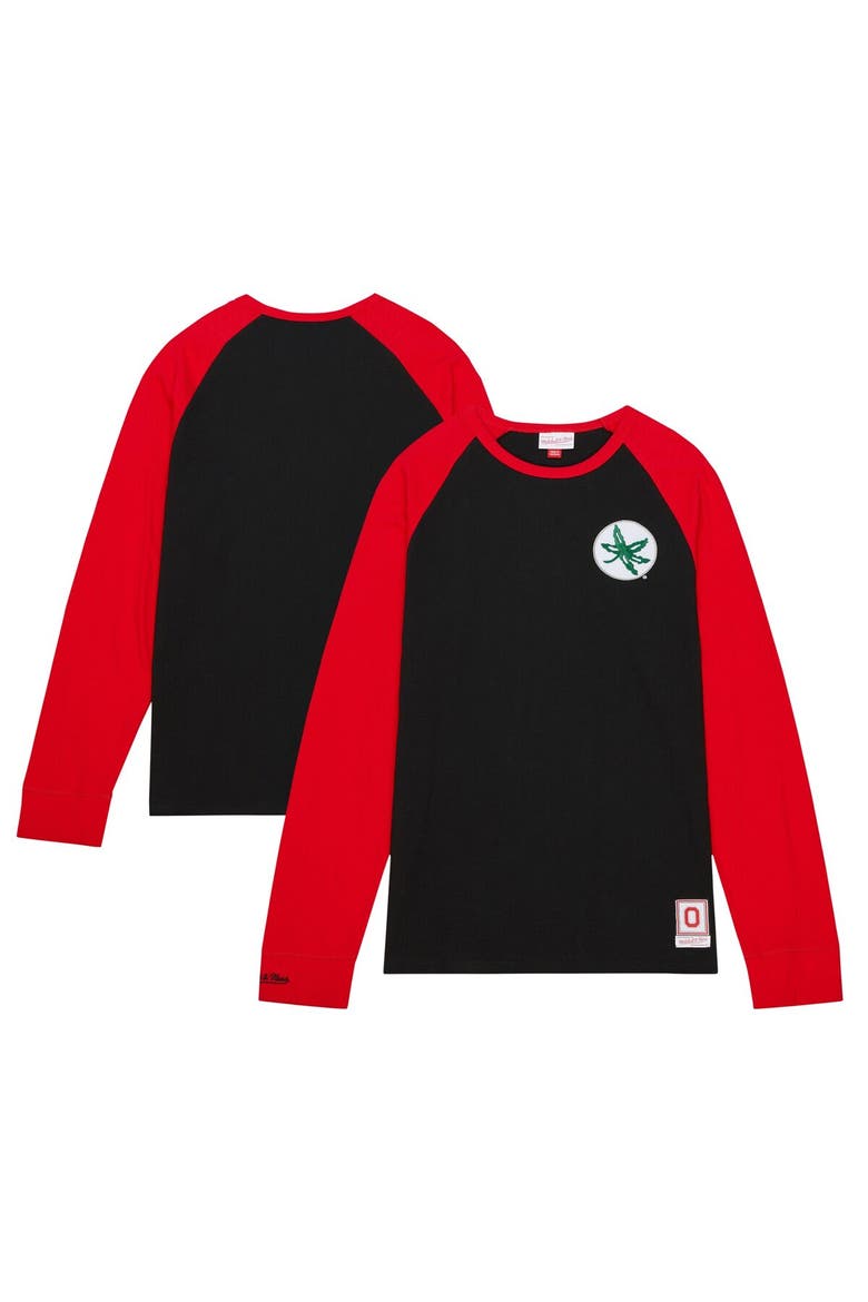 Men's Mitchell & Ness Black Ohio State Buckeyes Legendary Slub Raglan Long Sleeve T-Shirt, Main, color, Black