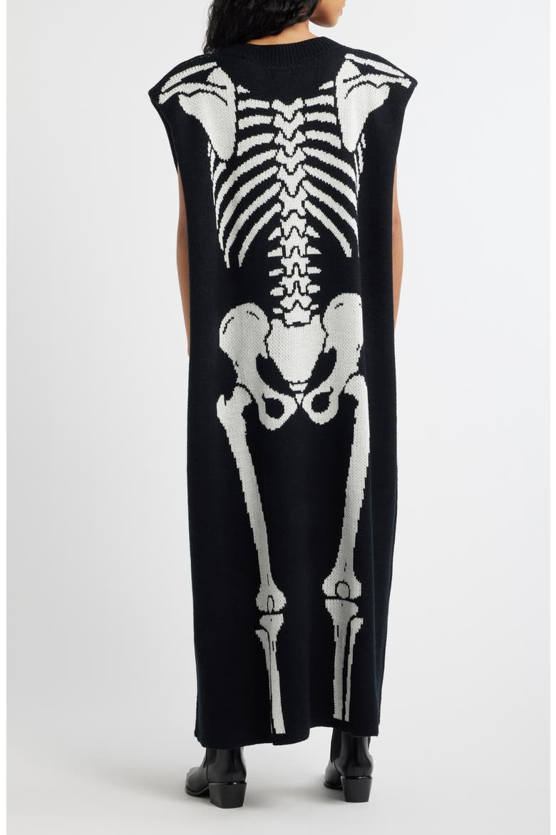 Big Reputation Skeleton Sleeveless Midi Dress, Alternate, color, BLACK SKELETON