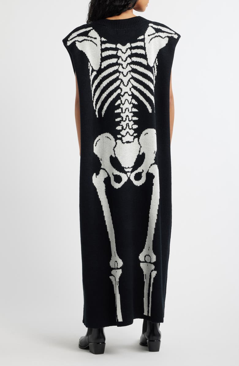 Dressed in Lala Big Reputation Skeleton Sleeveless Midi Dress, Alternate, color, Black Skeleton