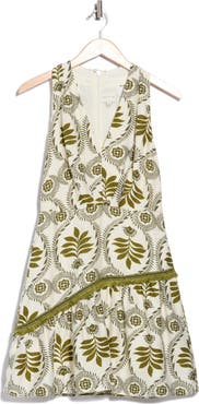Adelyn Rae Yena Leaf Print Fit & Flare Minidress