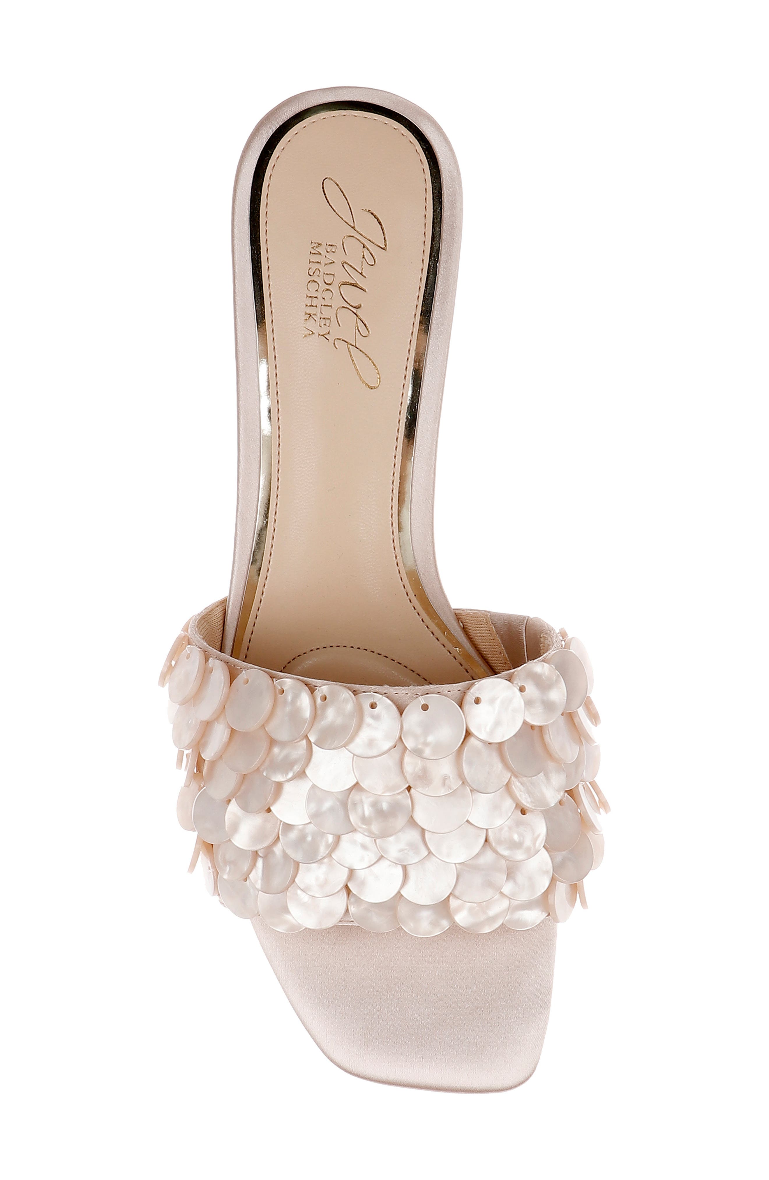 Jewel Badgley Mischka Pacific Block Heel Sandal, Alternate, color, Dark Nude Satin