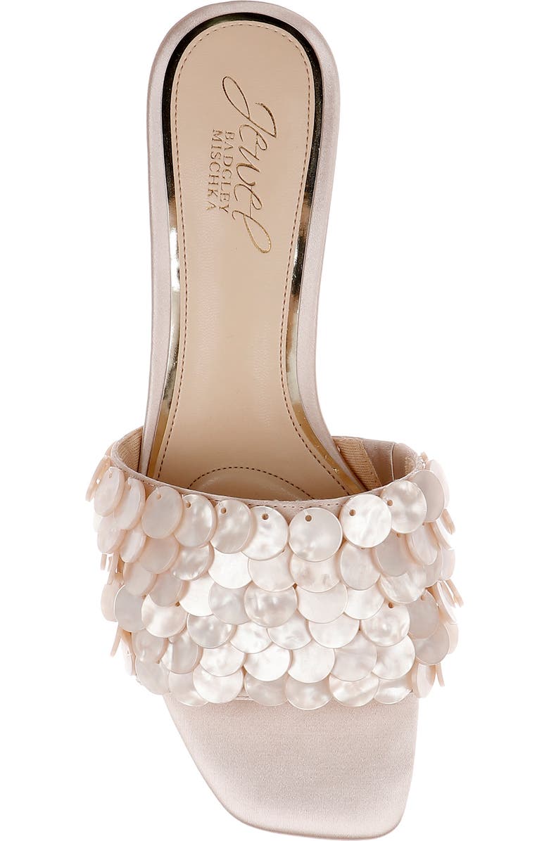 Jewel Badgley Mischka Pacific Block Heel Sandal, Alternate, color, Dark Nude Satin