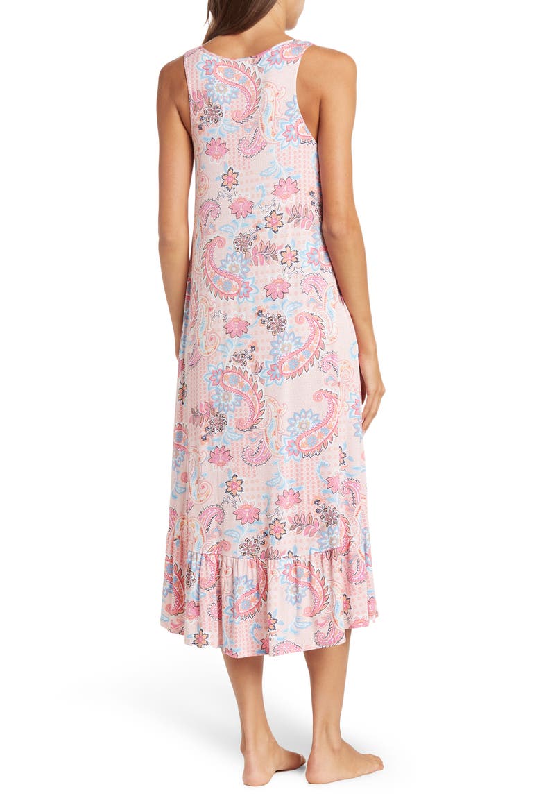 Paisley Long Sleeveless Nightgown, Alternate, color, PINK PAIS
