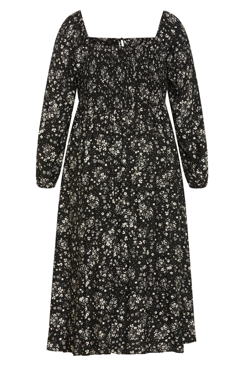 Abbigail Long Sleeve Floral Print Dress, Alternate, color, BLACK DITSY