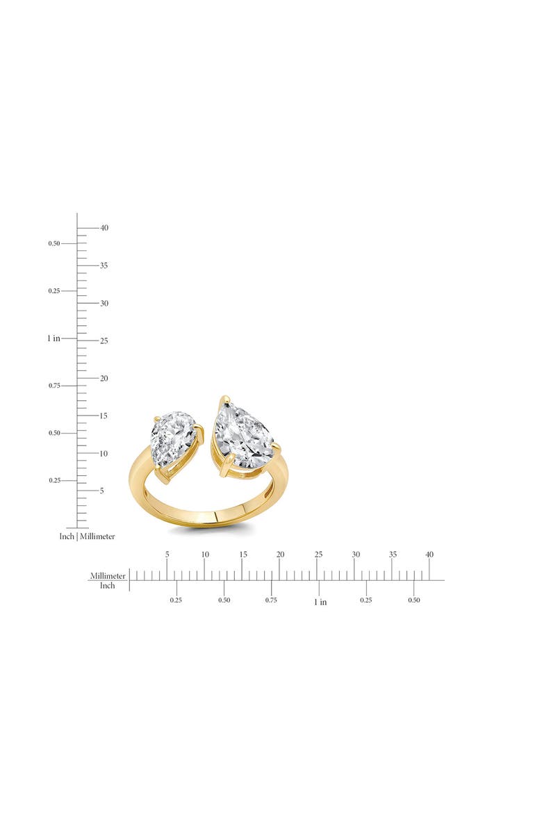 Toi et Moi Pear Open Ring, Alternate, color, 18KYG/ CLEAR STONE