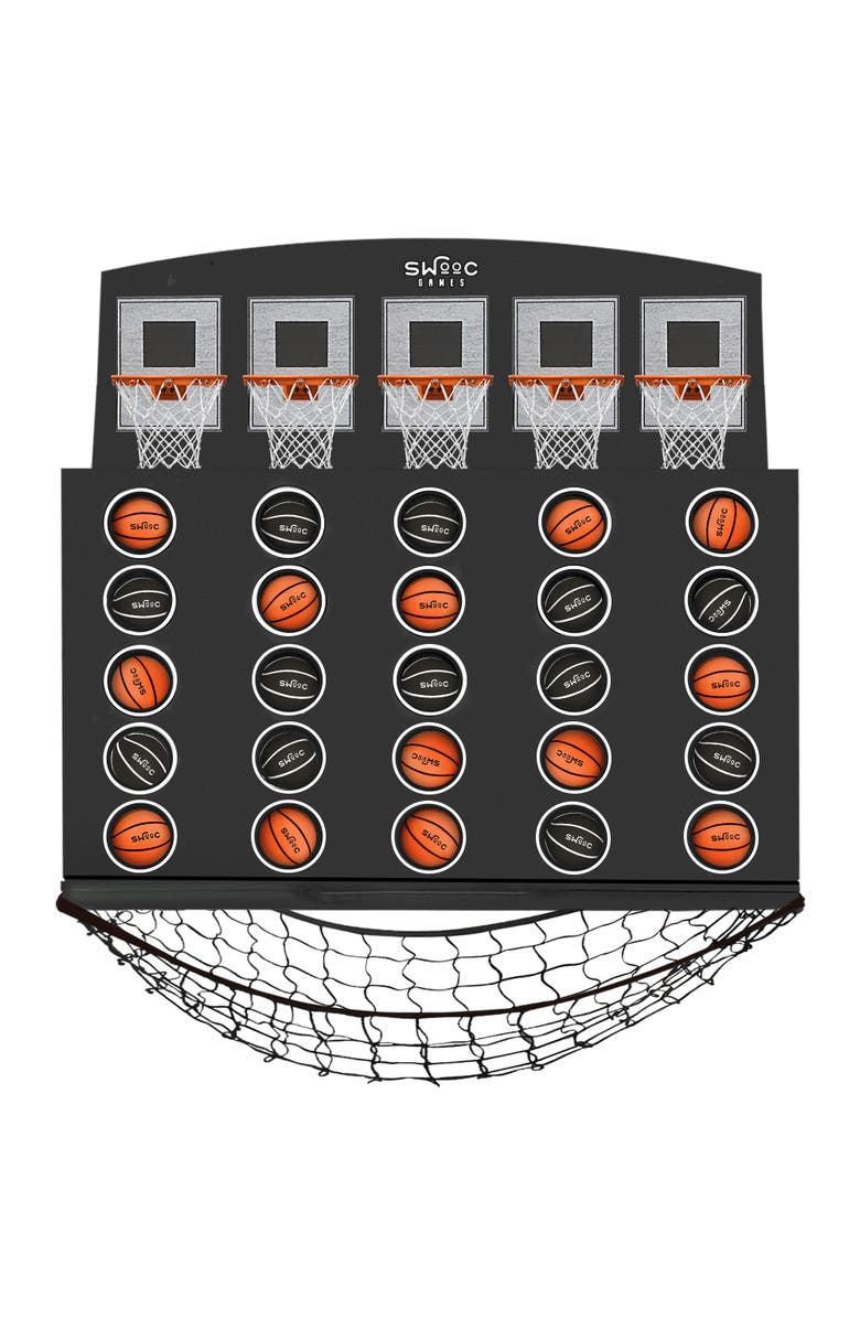 Swooc Games Low Post Lineup | Wall Mounted Basketball 4 In A Row, Main, color, Black