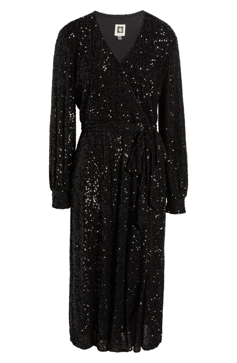 Anne Klein Sequin Long Sleeve Midi Dress, Alternate, color,