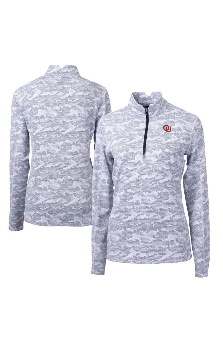 Cutter & Buck Women's Cutter & Buck  Charcoal Oklahoma Sooners Vault DryTec Traverse Camo Print Stretch Quarter-Zip Top, Main, color, 