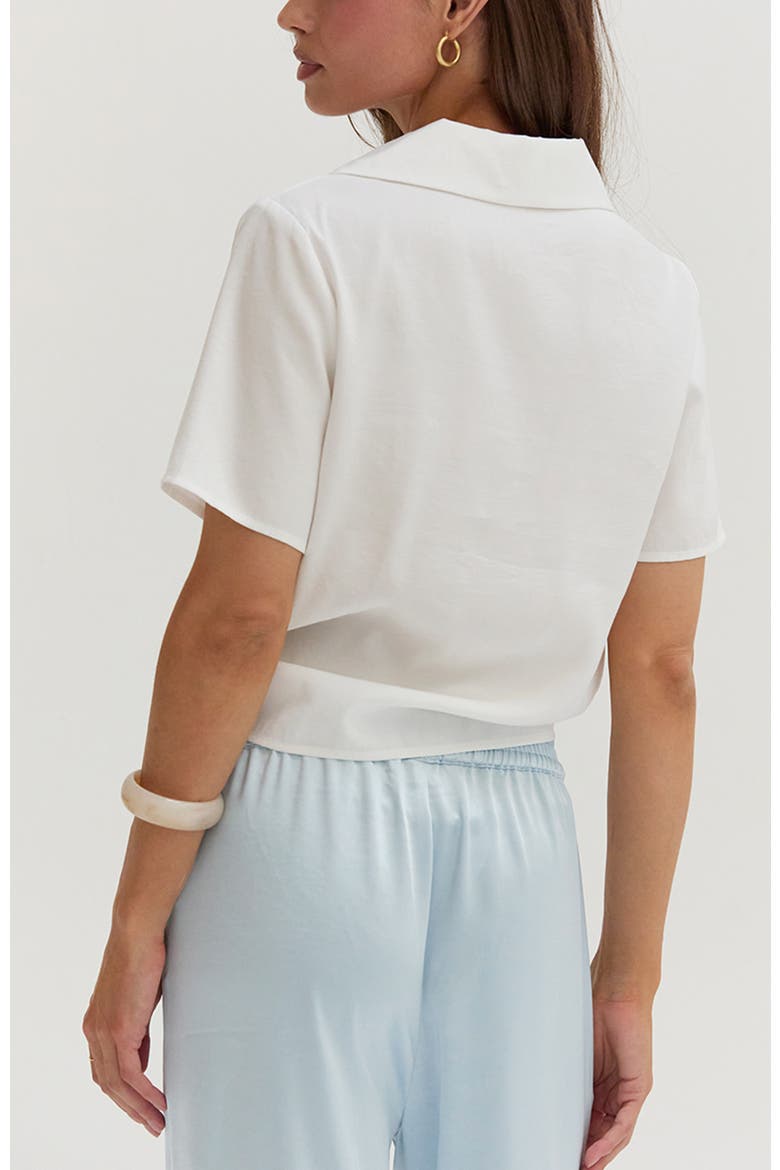 Front Tie Short Sleeve Blouse, Alternate, color, White