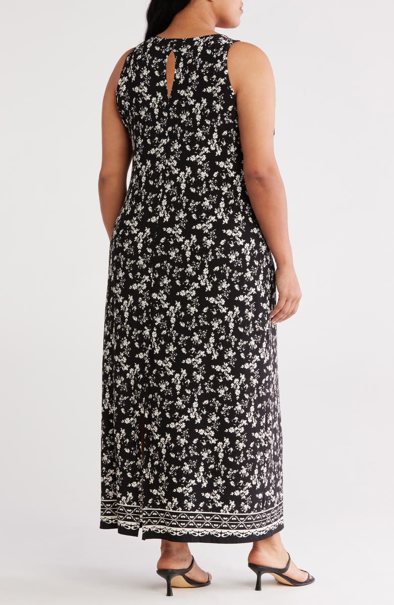 Vince Camuto Floral Sleeveless Jersey Maxi Dress, Alternate, color, Rich Black