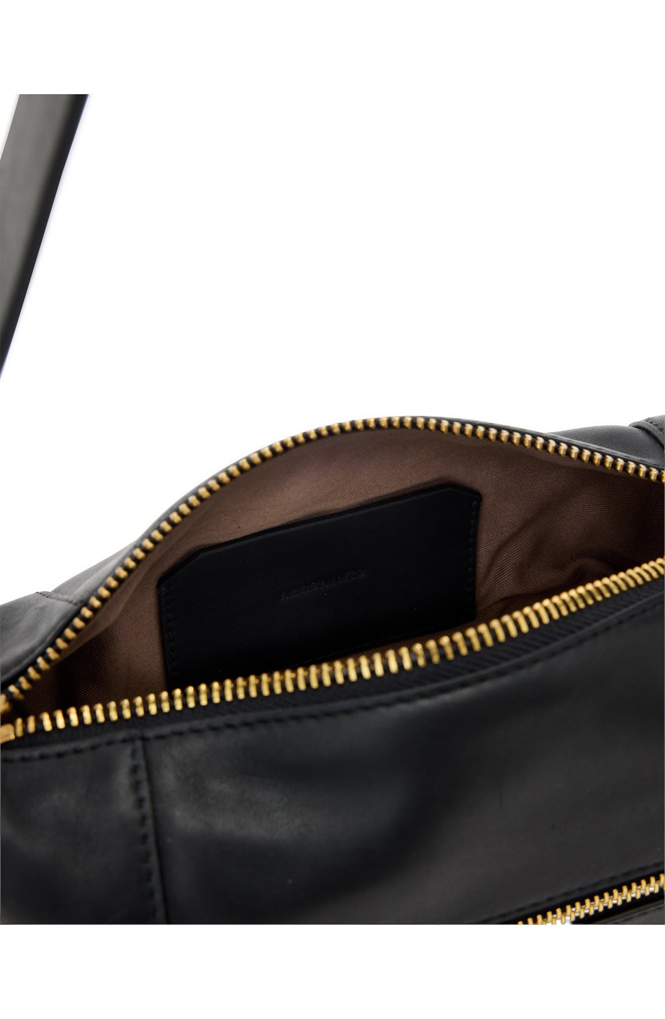 AllSaints Mini Vega Leather Shoulder Bag, Alternate, color, Black