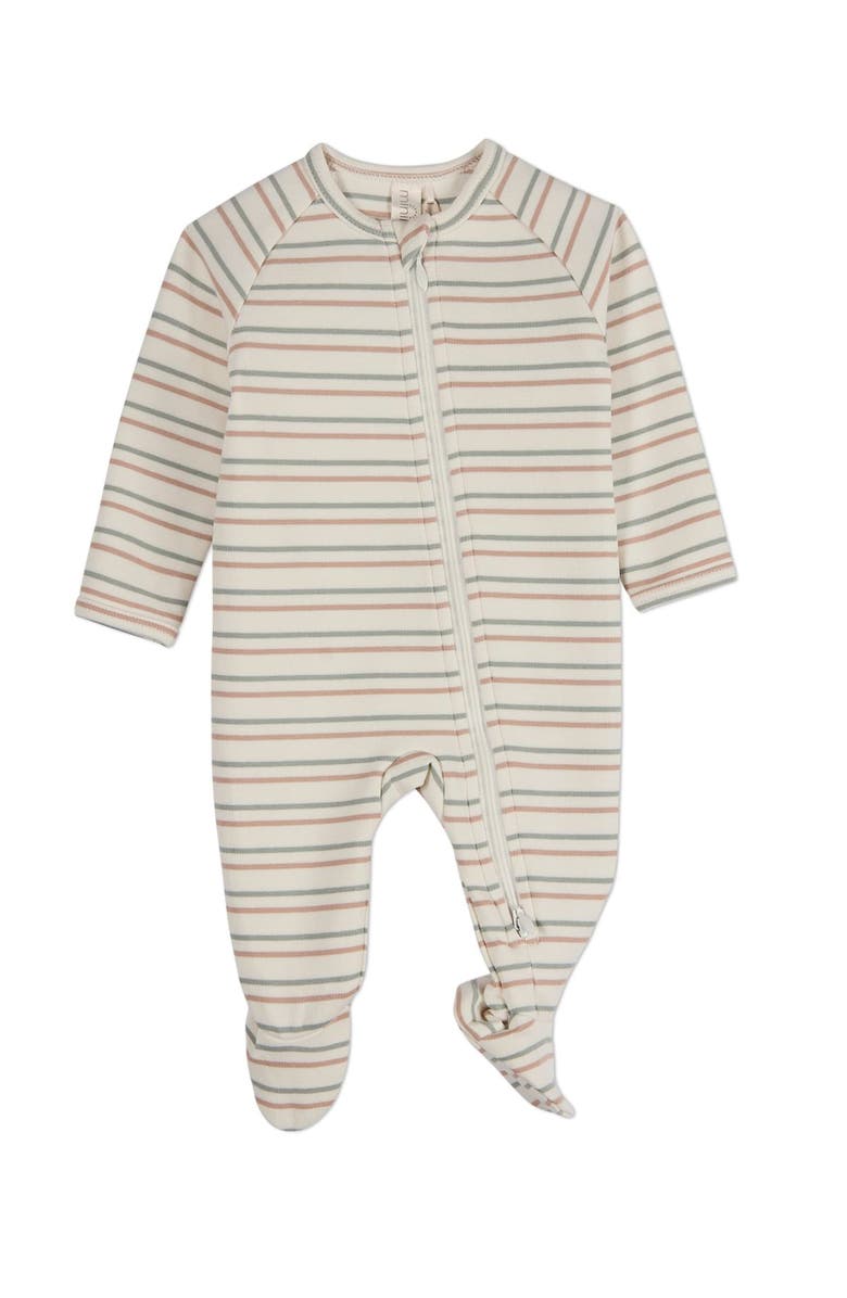 MiniMoi Cotton Rich 2 Way Zipper Footie, Main, color, Sage Green