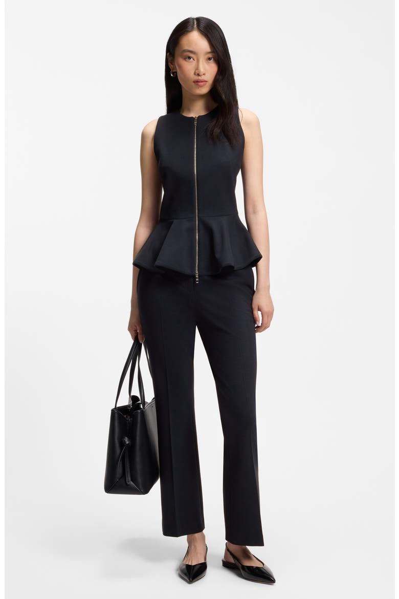 Julorna Zip Front Peplum Top, Alternate, color, SKY CAPTAIN