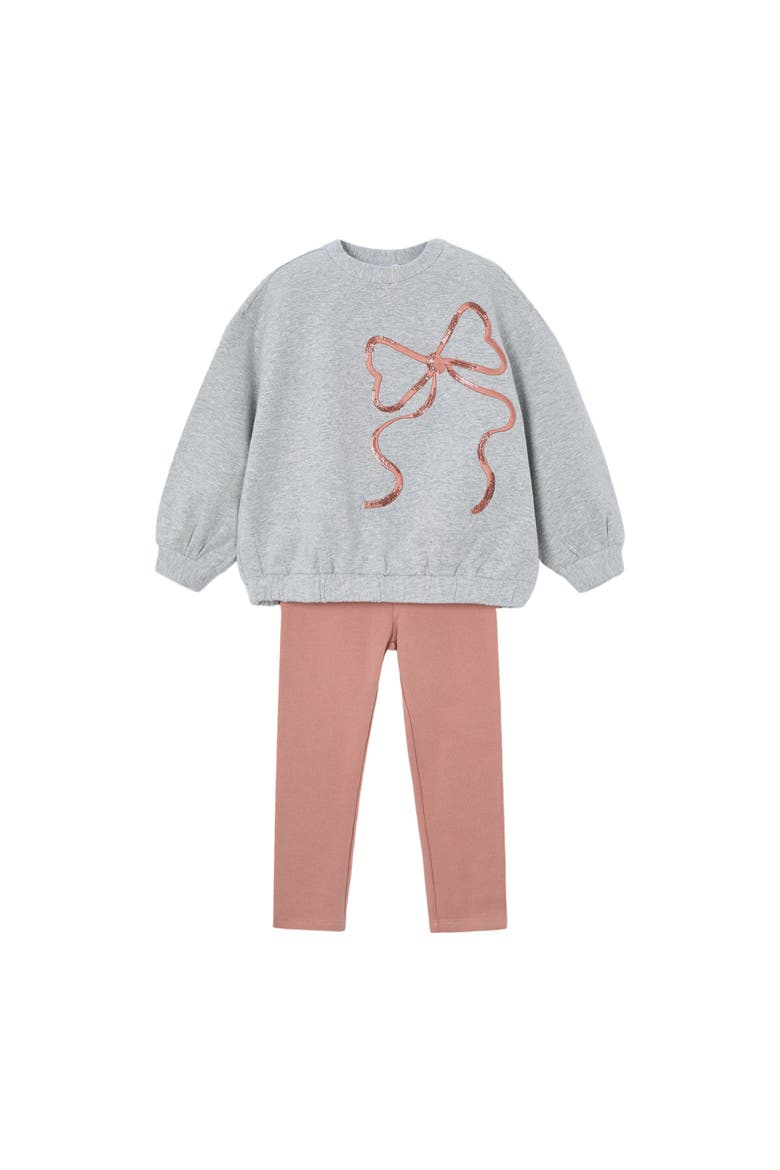 Leggings And Sweatshirt Bow, Main, color, Grey