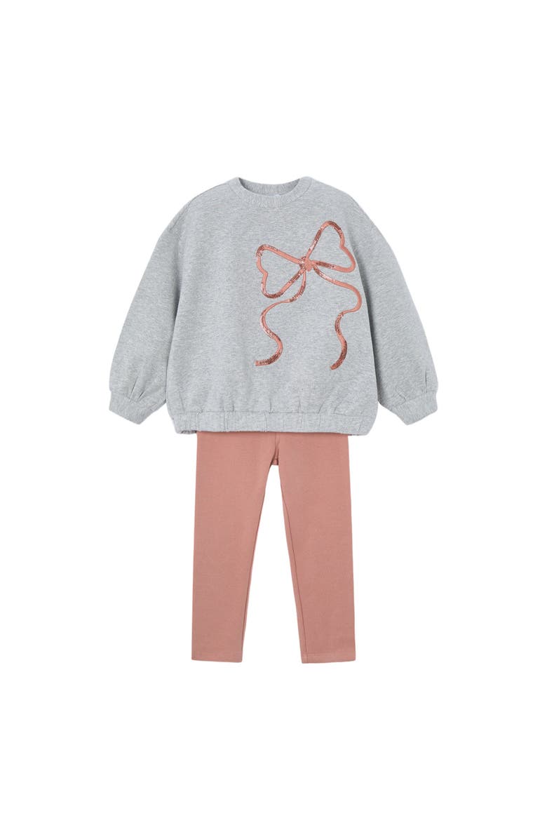 Mayoral Leggings And Sweatshirt Bow, Main, color, Grey