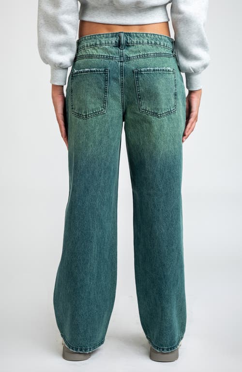I Love Who I Am Low Rise Baggy Flare Jeans In Green