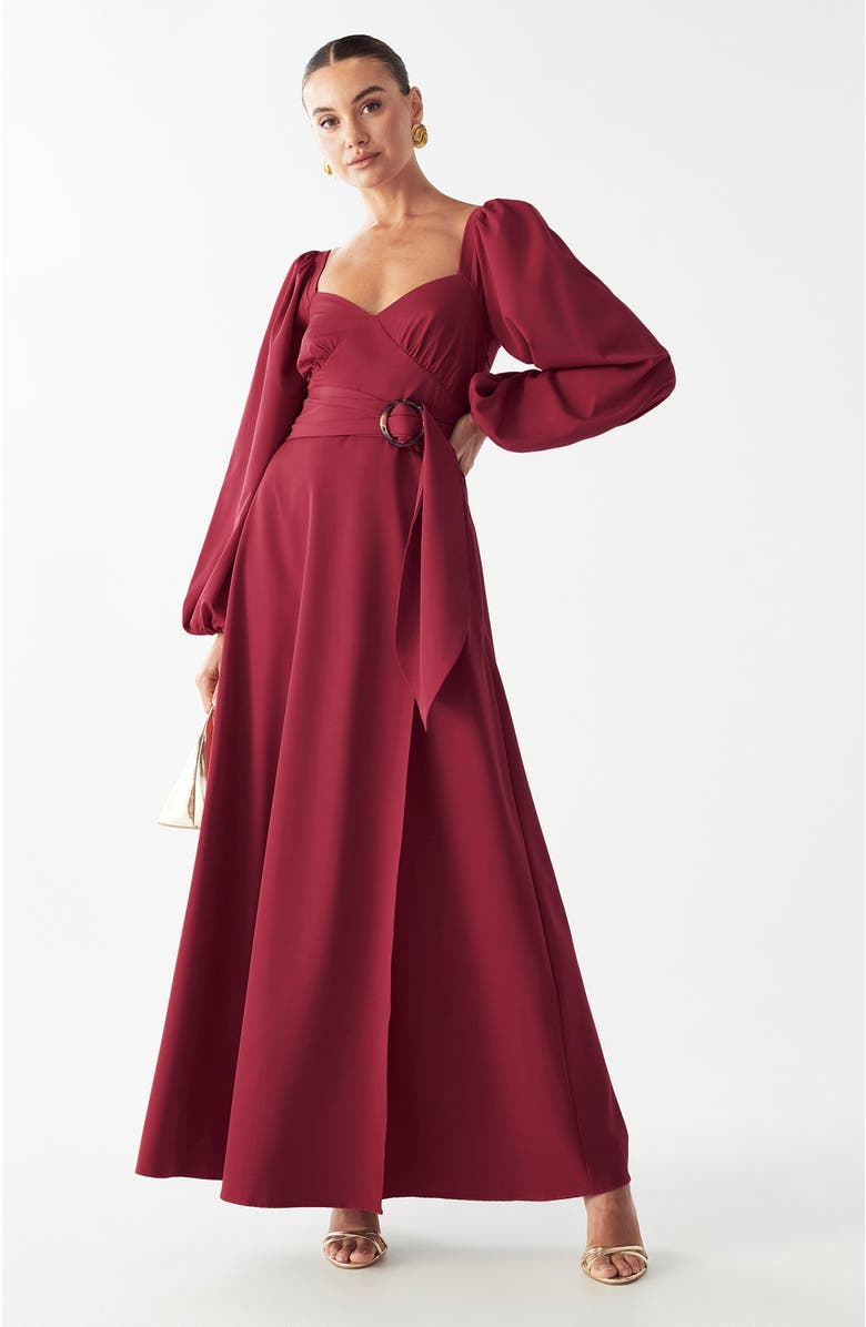 WILLA Knoll Midi Dress, Alternate, color, Sangria