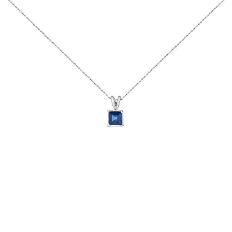 14K Gold 5x5 MM Square Shaped Gemstone Solitaire Pendant Necklace