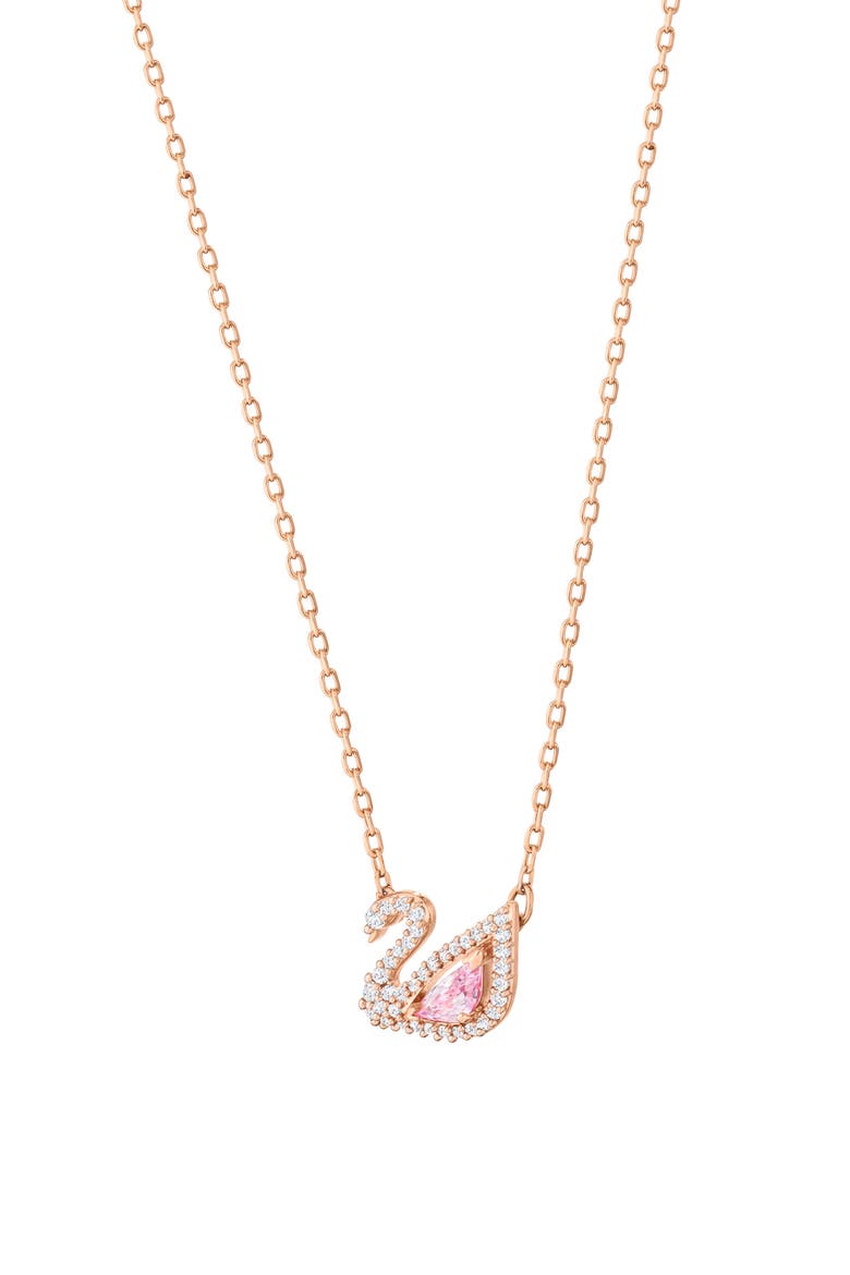 Dazzling Swan Necklace, Alternate, color, ROSE GOLD