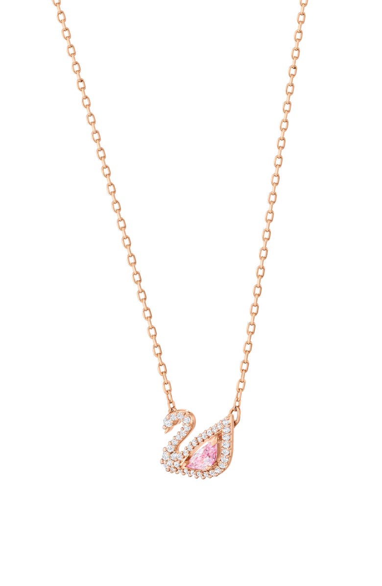 Swarovski Dazzling Swan Necklace, Alternate, color, Rose Gold