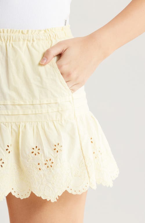 Damson Madder Gabriette Embroidered Eyelet Organic Cotton Miniskirt In Yellow